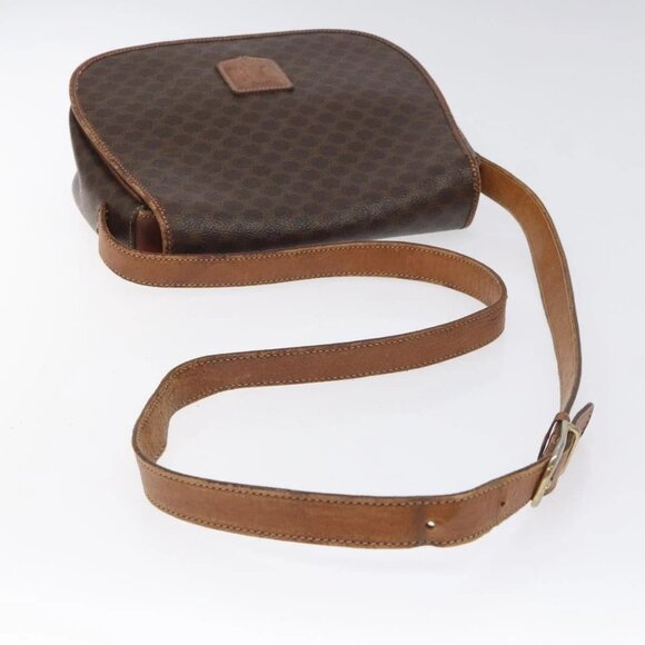 CELINE Macadam Canvas Shoulder Bag PVC Leather Brown Gold Auth BA1581 - Picture 8 of 16